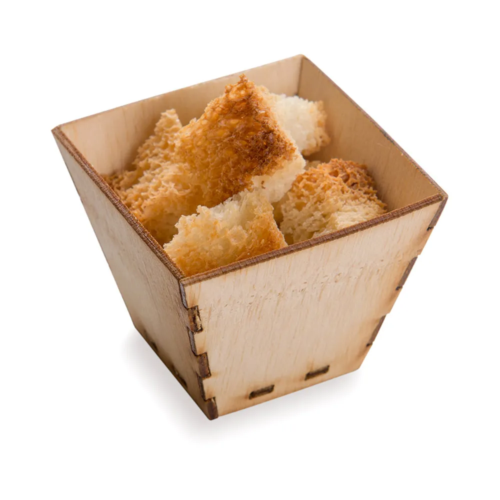 100 2 oz Square Natural Bamboo Mini Kova Cups and 100 Natural Bamboo 3.5" Mini Forks