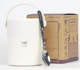 16oz Food Thermos for Hot Food Kids Lunch Container with Spoon. 316L Stainless Steel Small Thermal School Lunchbox Leak Proof Travel Soup Thermos Insulated Food Jar for Adult Camping. (White)