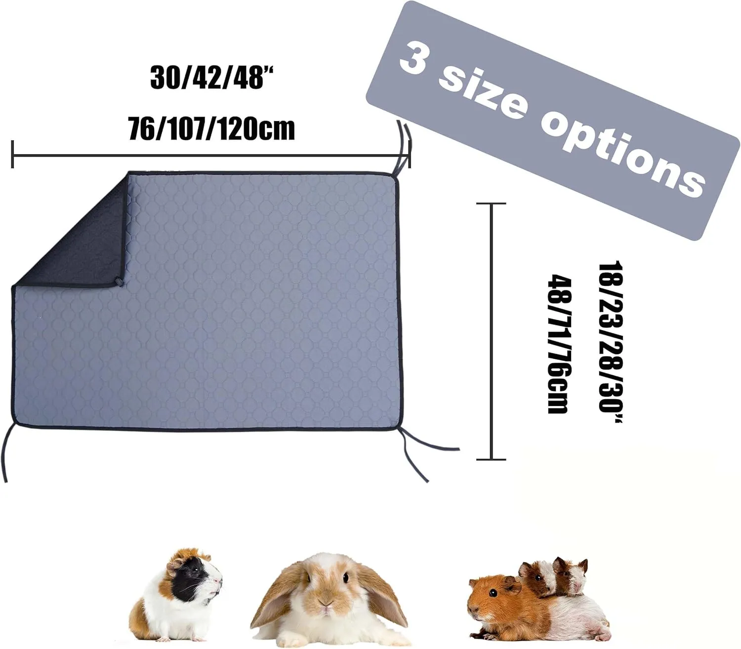 2 Pack-Guinea Pig Cage Liner, Washable Pee Pads for Guinea Pigs, Rabbit, Chinchilla, Bunny, Fast Absorbing& Reusable Waterproof Mat, Small Animal Cages Bedding Odor Control-28 * 42 Inch