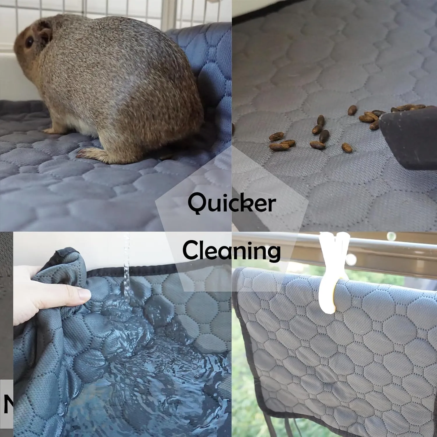 2 Pack-Guinea Pig Cage Liner, Washable Pee Pads for Guinea Pigs, Rabbit, Chinchilla, Bunny, Fast Absorbing& Reusable Waterproof Mat, Small Animal Cages Bedding Odor Control-28 * 42 Inch