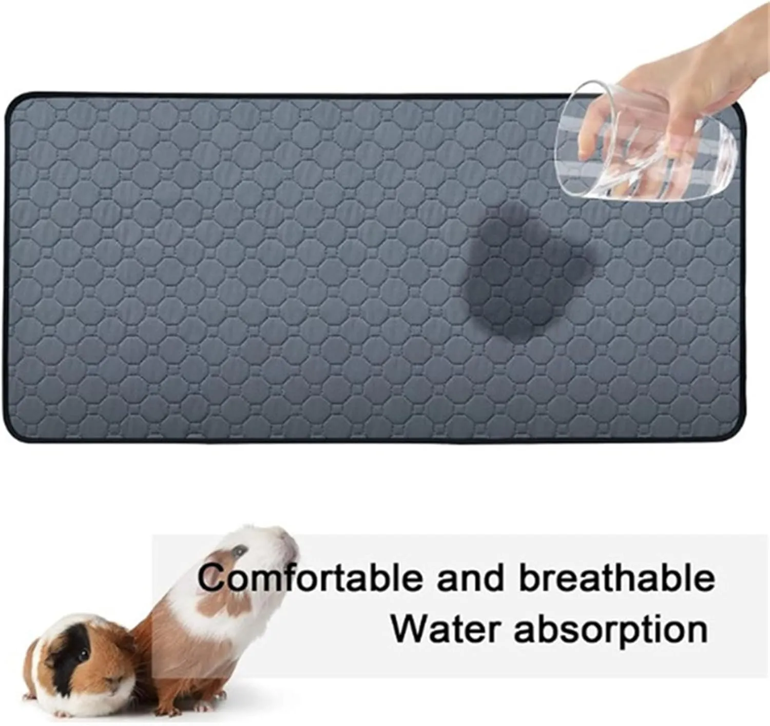 2 Pack-Guinea Pig Cage Liner, Washable Pee Pads for Guinea Pigs, Rabbit, Chinchilla, Bunny, Fast Absorbing& Reusable Waterproof Mat, Small Animal Cages Bedding Odor Control-28 * 42 Inch