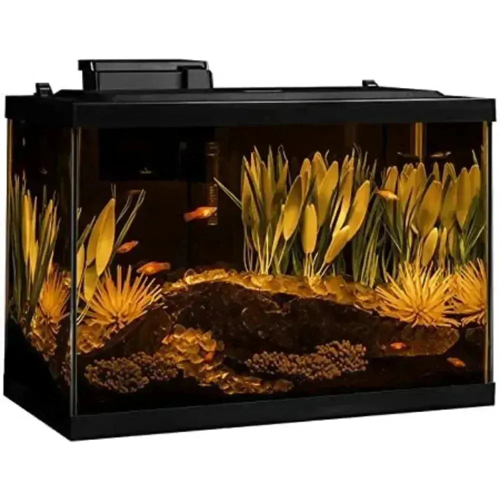 20 Gallon Fish Tank Kit with LED Lighting & Decor – Complete Aquarium Starter Kit