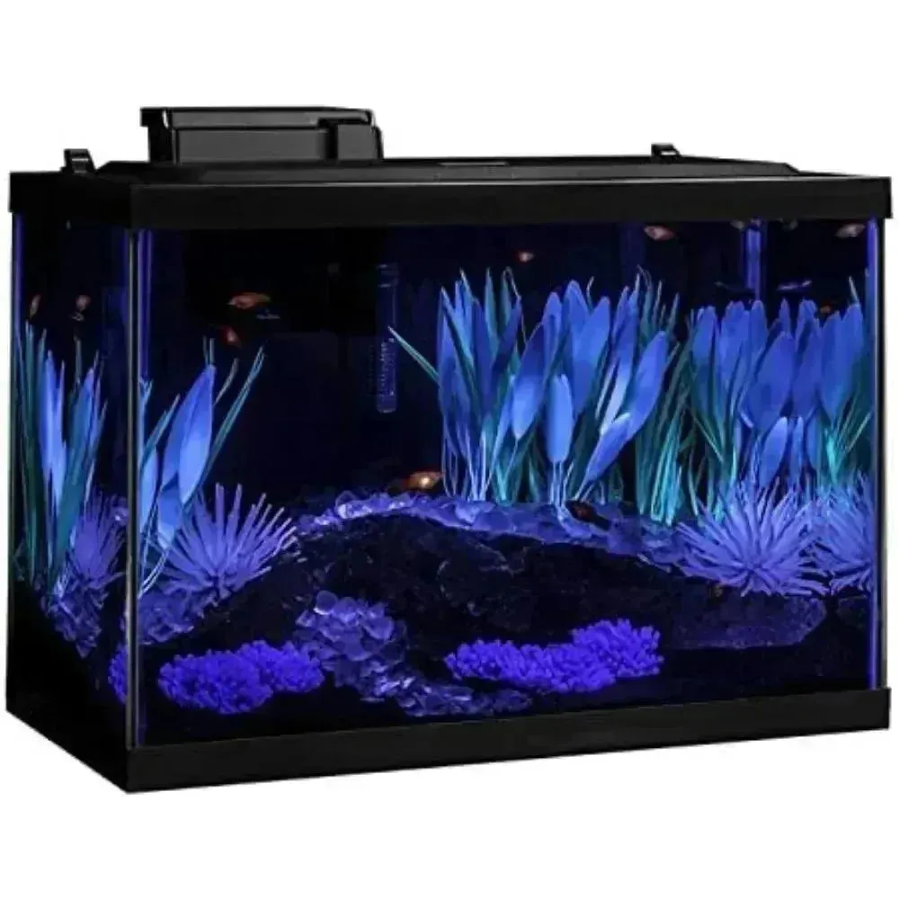20 Gallon Fish Tank Kit with LED Lighting & Decor – Complete Aquarium Starter Kit