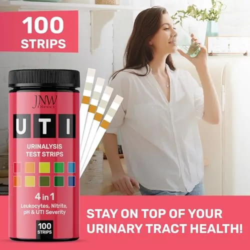 4-in-1 UTI Test Strips - 100ct Urine Test Strips, Quick and Easy, Accurate Home UTI Test for Women & Men, Results in 60 Seconds, Urinalysis Test Strips Full Panel, Home UTI Test Strips by JNW Direct
