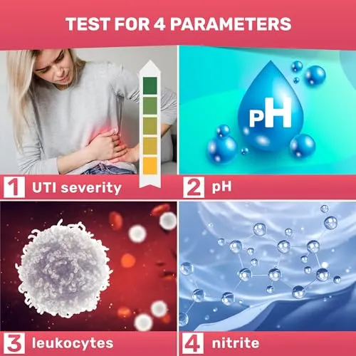 4-in-1 UTI Test Strips - 100ct Urine Test Strips, Quick and Easy, Accurate Home UTI Test for Women & Men, Results in 60 Seconds, Urinalysis Test Strips Full Panel, Home UTI Test Strips by JNW Direct