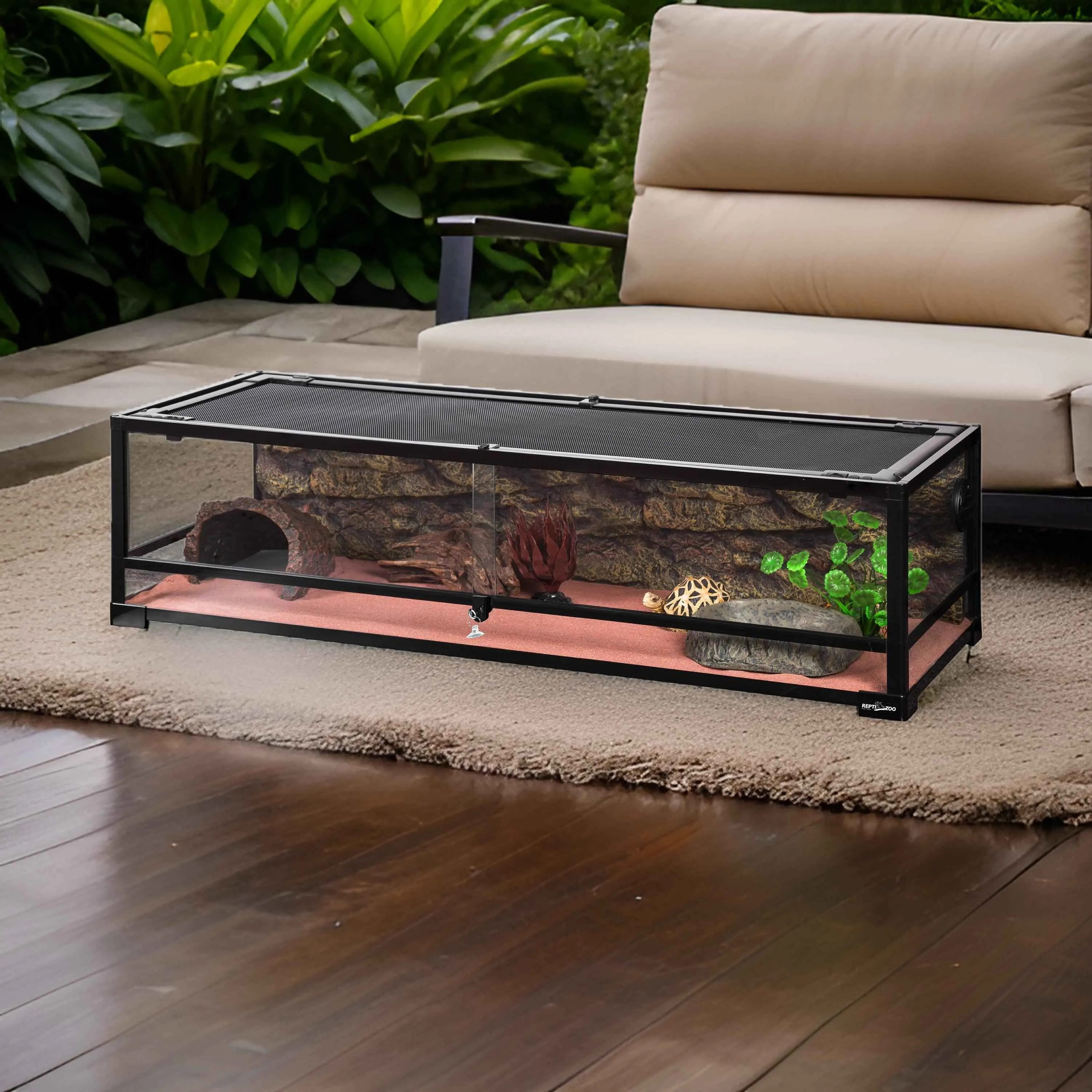 48 gallons 48″*18″*13″ long reptile terrarium with front safe glass sliding doors RK0221