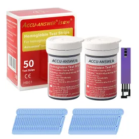 Accu-Answer Hemoglobin Test Stirps (The Meter is not Included) - 50 Test Strips Total (2 * 25 Test Strips/Box). Easy to Use at Home, Accurate, Result in 5s, No Coding Needed.