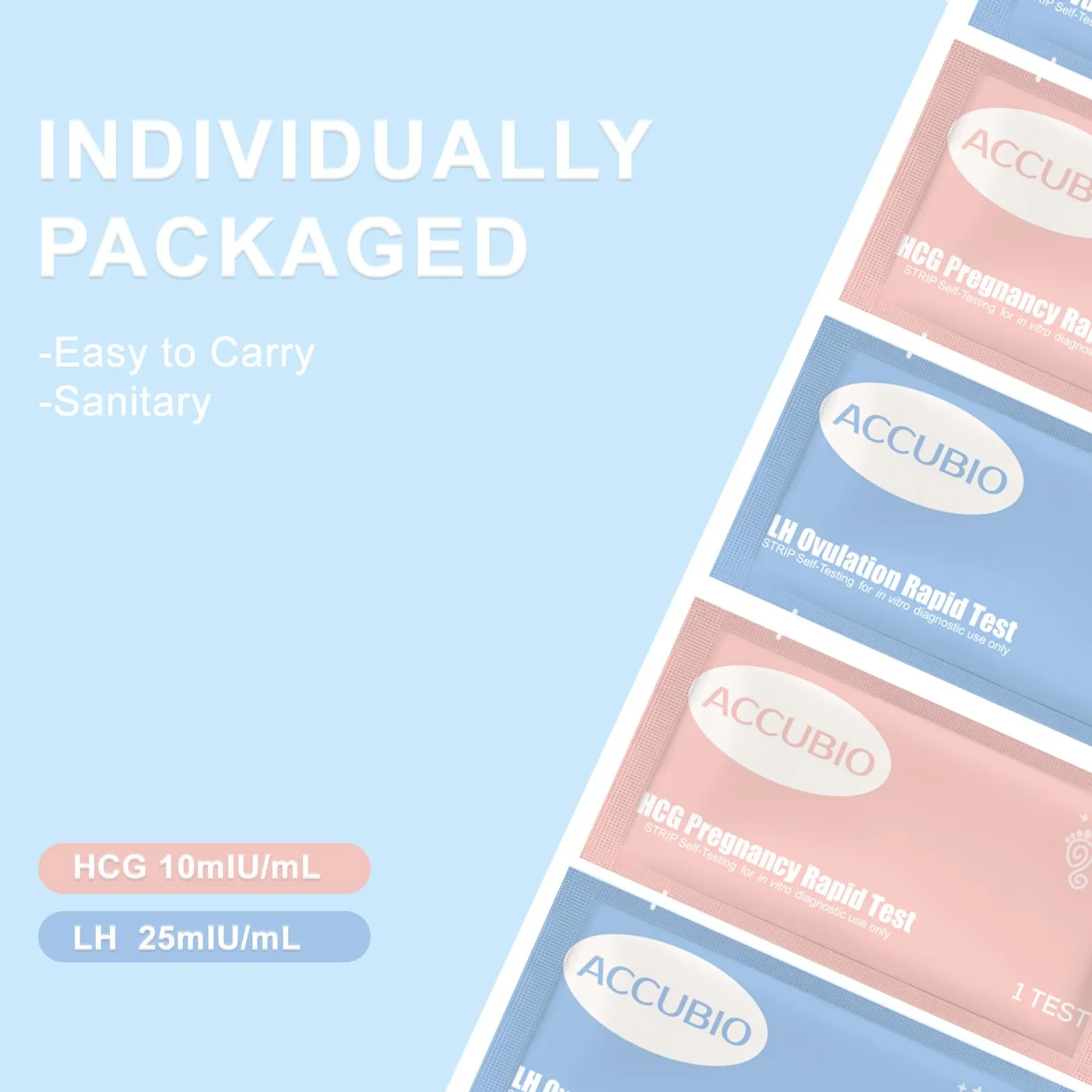 ACCUBIO 50 Ovulation Test Strips and 20 Pregnancy Test Strips Combo Kit, Over 99% Accurate Fertility Test, Sensitive LH and HCG Home Rapid Detection, with 70 Free Urine Collection Cups
