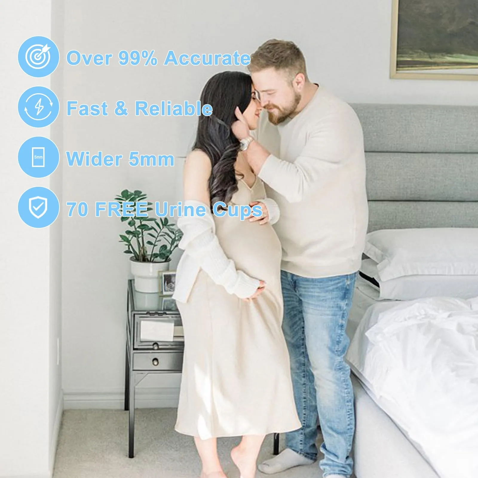 ACCUBIO 50 Ovulation Test Strips and 20 Pregnancy Test Strips Combo Kit, Over 99% Accurate Fertility Test, Sensitive LH and HCG Home Rapid Detection, with 70 Free Urine Collection Cups