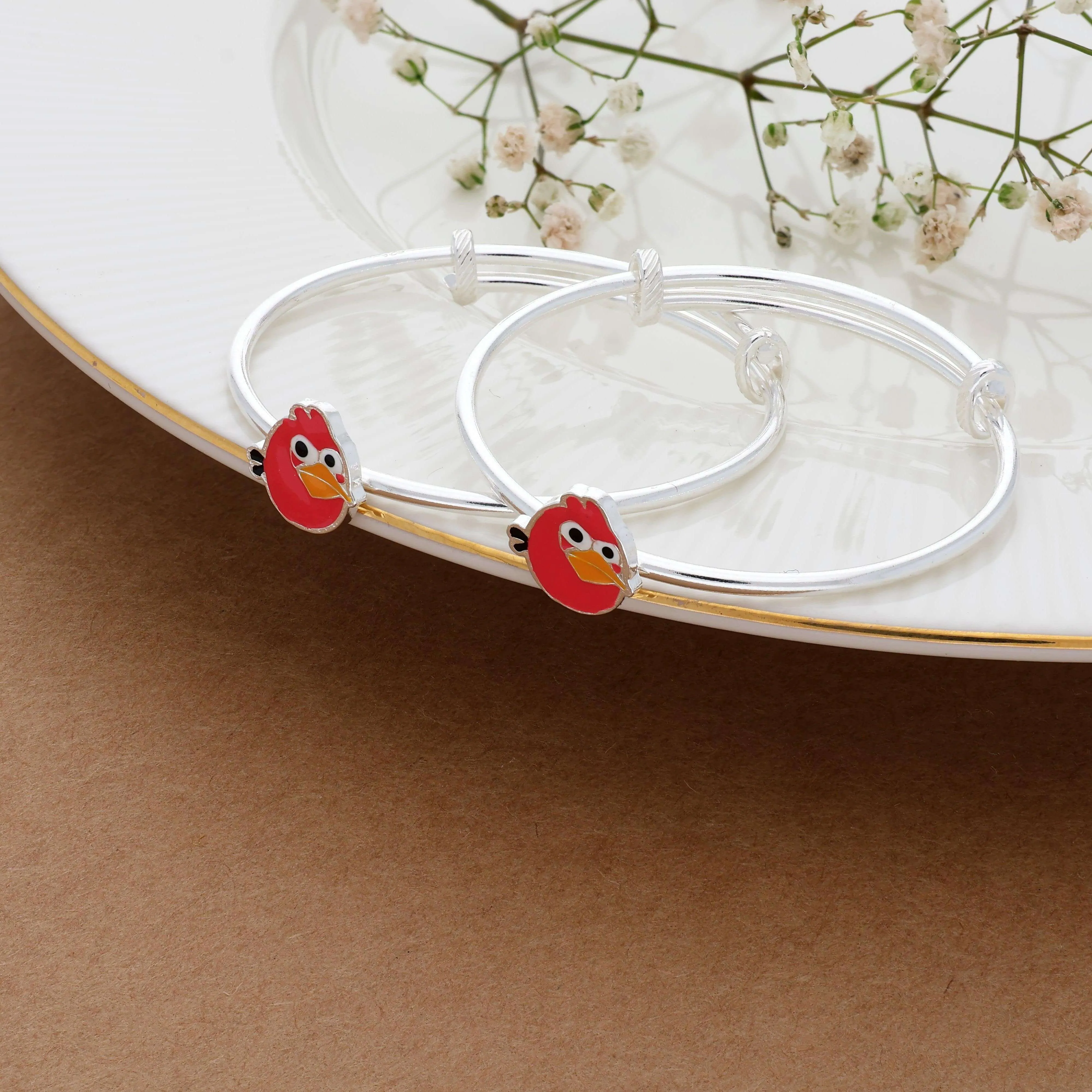 Angry Bird Adjustable Silver Bangle for Kids