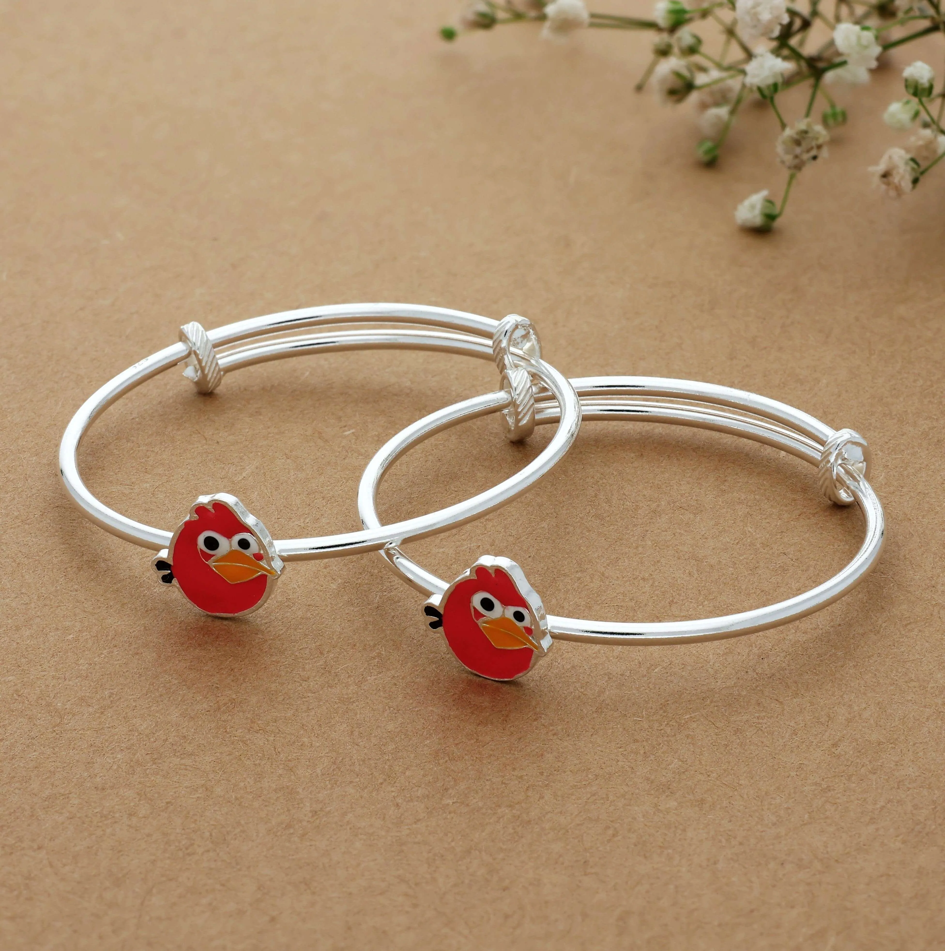 Angry Bird Adjustable Silver Bangle for Kids