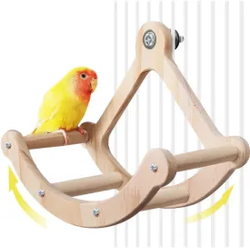 Bird Rotating Pirate Ship Toy Wood Wheel Perch Toy for Parrots Hanging Bird Stand Cage Accessories for Parrots Budgies Parakeet Cockatiel Lovebirds Conures