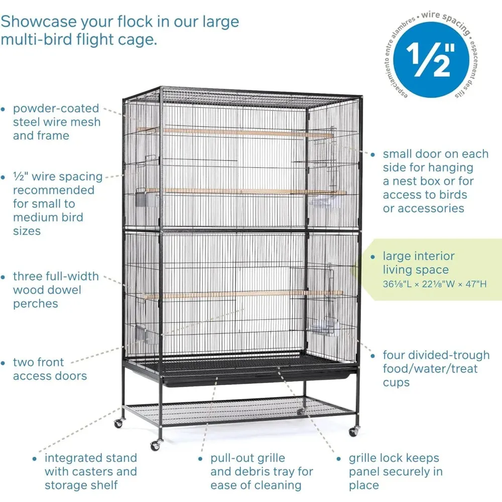 Black Extra Large Bird Cage on Wheels