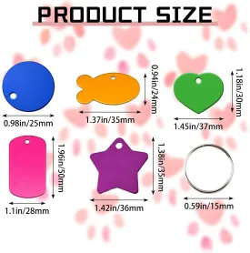 Blank Pet ID Tag, 50 PCS Colorful Blank Dog Tags Hand Double Sided Aluminum Cat ID Tags in 5 Shapes for Dogs Cats Pets Name Craft Tag