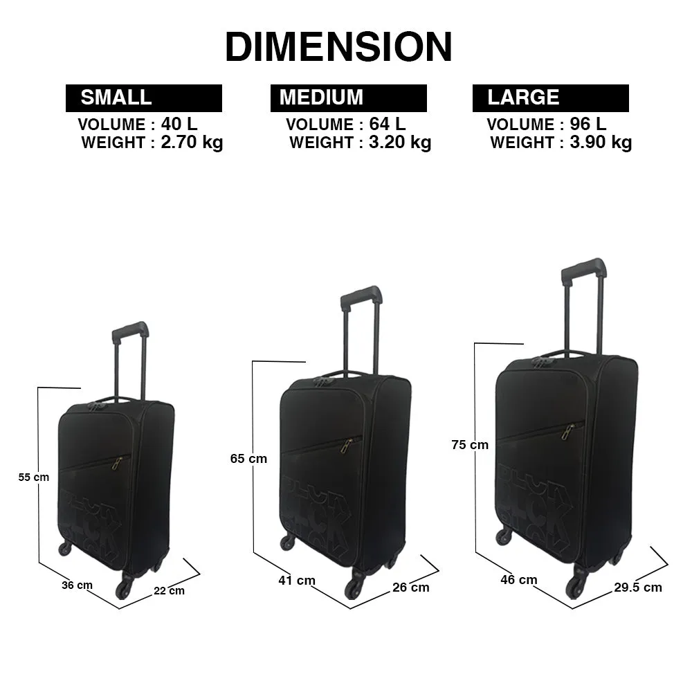 BLCK Square Trolley Luggage Bags Medium Suitcase for Travelling- Black