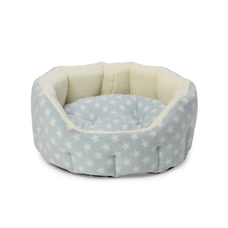 Blue Star Plush Fleece Oval Puppy Bed by House of Paws