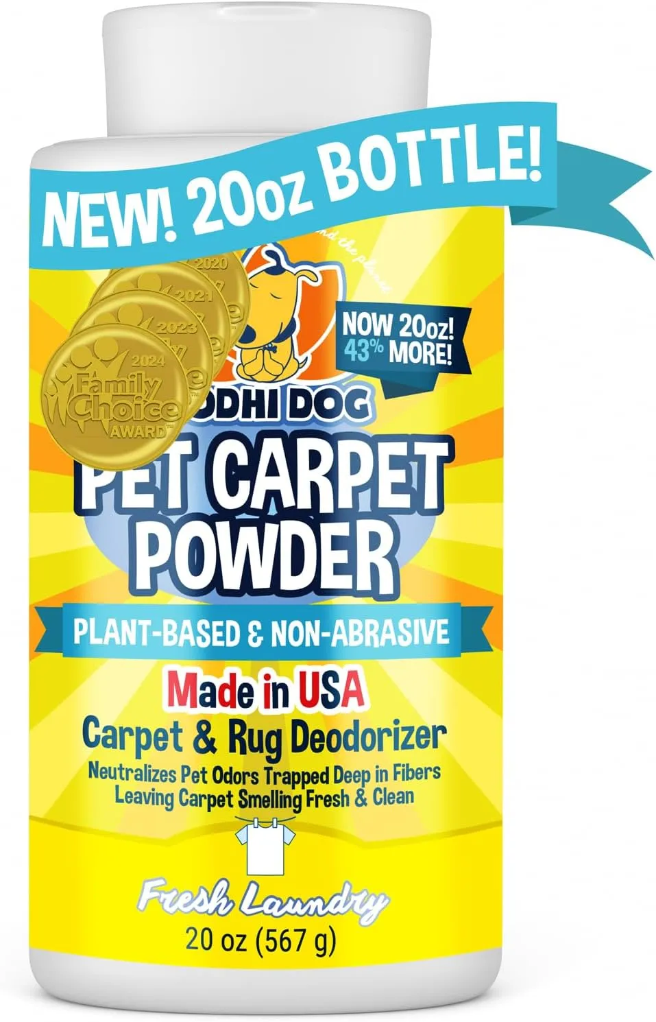 Bodhi Dog Natural Carpet Deodorizer Powder - Dry Pet Smell Eliminator & Urine Odor Remover - Loosens Fur & Dirt - Plant-Based and Biodegradable Room Freshener for Home - Fresh Laundry (Pack of 1)