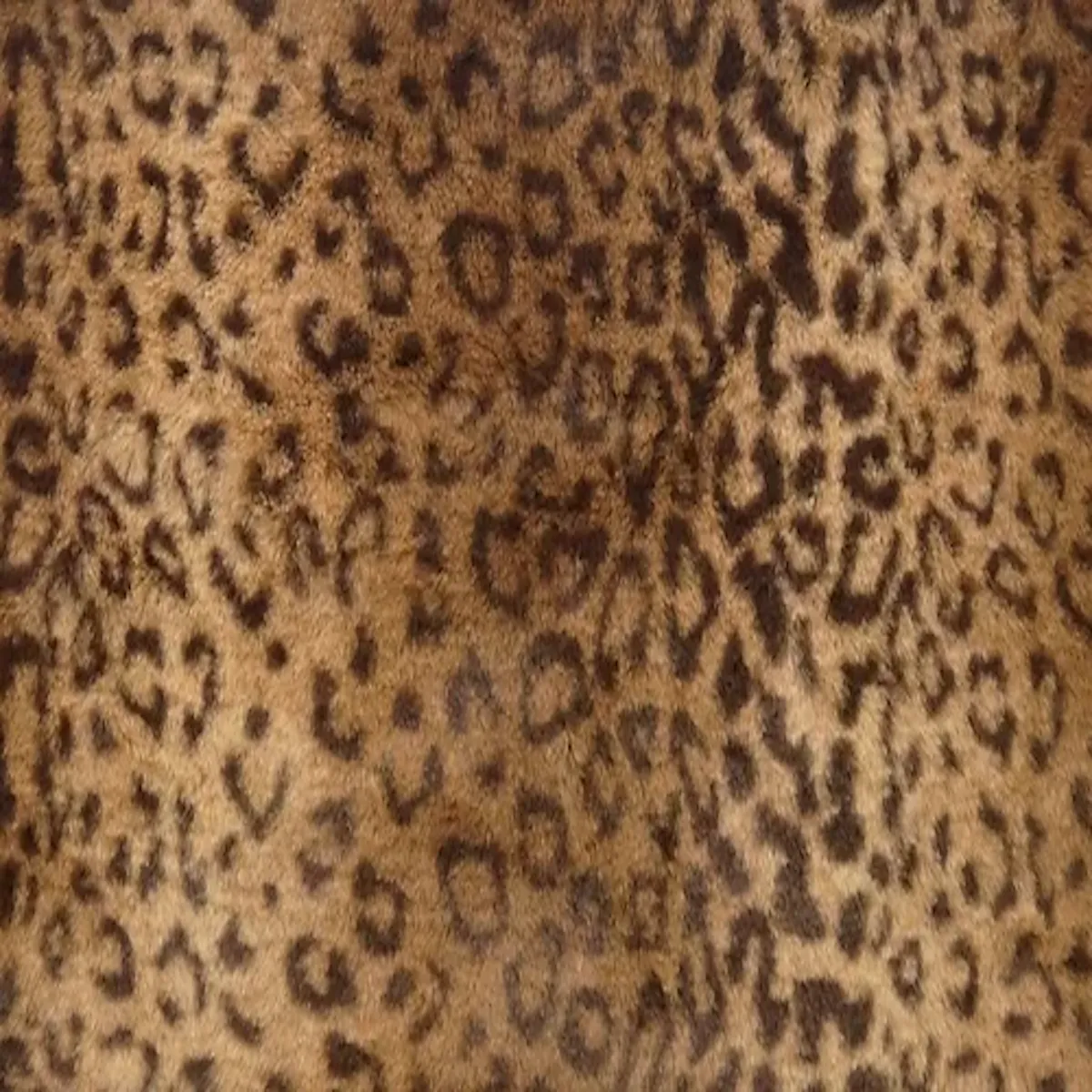 Brown Leopard Print Rabbit Soft Plush Short Pile Faux Fur Fabric