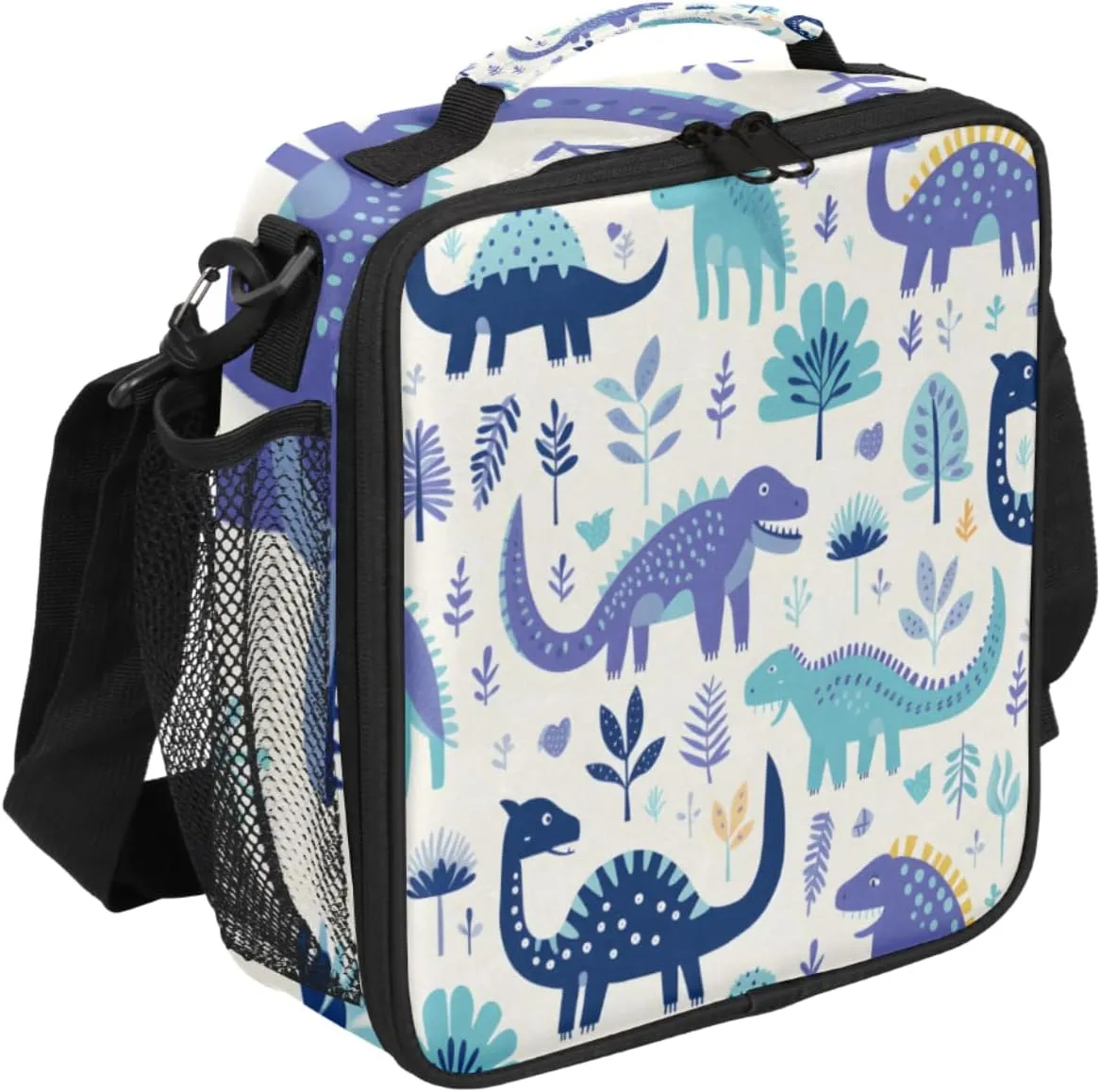 Cartoon Dinosaur Insulated Lunch Bag Kids Lunch Box Reusable Leakproof Lunch Bag for Girls Boys Cooler Tote Bag with Adjustable Shoulder Strap for School Picnic Work Travel Outdoor