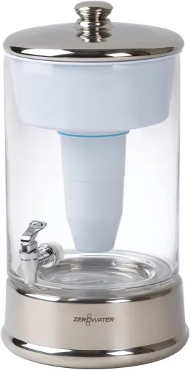 Culligan ZeroWater 40-Cup Ready-Pour 5-Stage Round Glass Water Filter Dispenser with 5-Stage 0 TDS Water Filter  IAPMO Certified to Reduce Lead, Chromium, and PFOA/PFOS