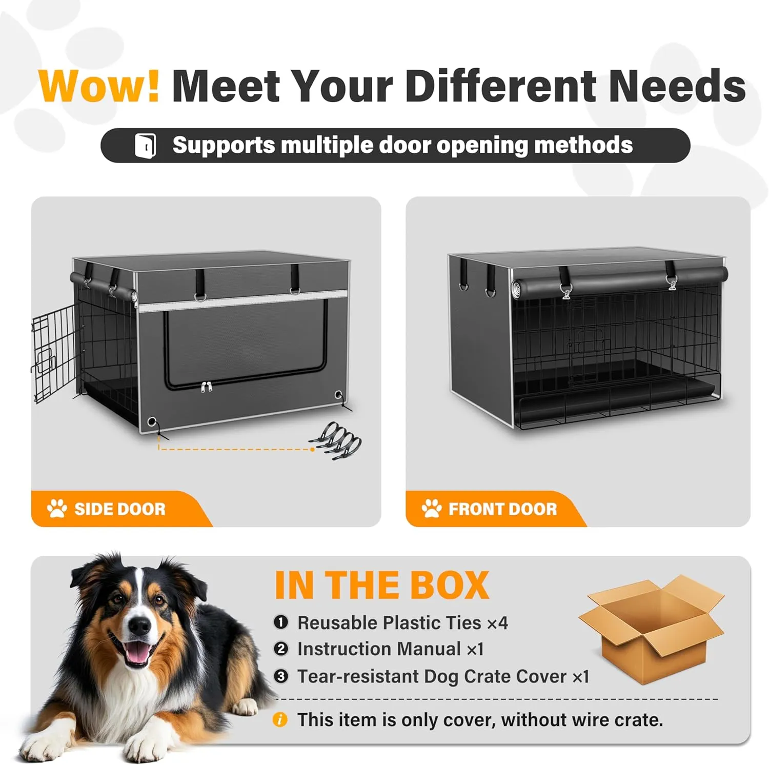Dog Crate Cover 42 Inch Insulated Tear-Resistant  Heavy-Duty & Breathable Dog Kennel Cover Indoor/Outdoor Use, Seamless Fit Most Wire Crates, Gray(Cover Only)