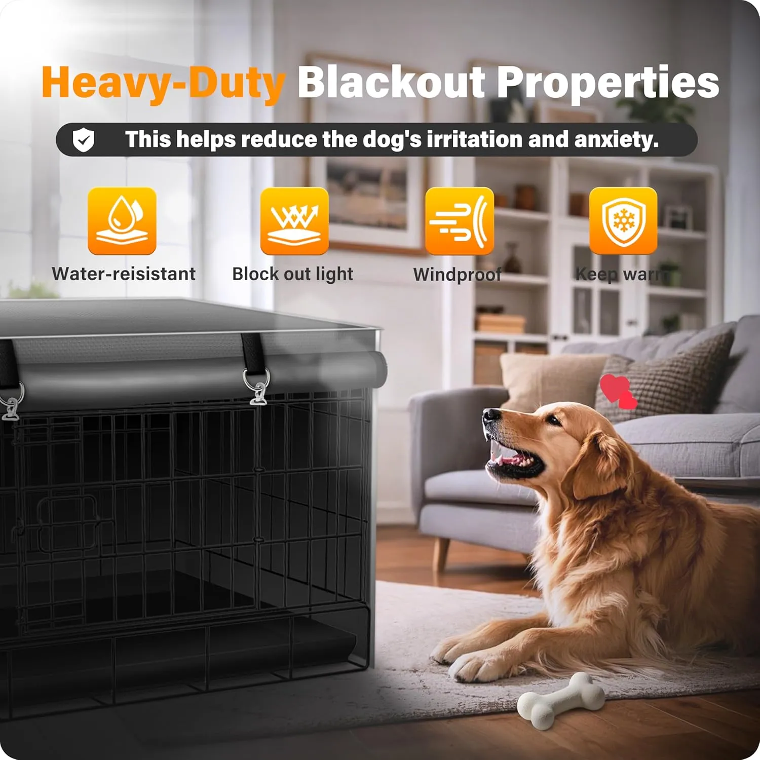 Dog Crate Cover 42 Inch Insulated Tear-Resistant  Heavy-Duty & Breathable Dog Kennel Cover Indoor/Outdoor Use, Seamless Fit Most Wire Crates, Gray(Cover Only)