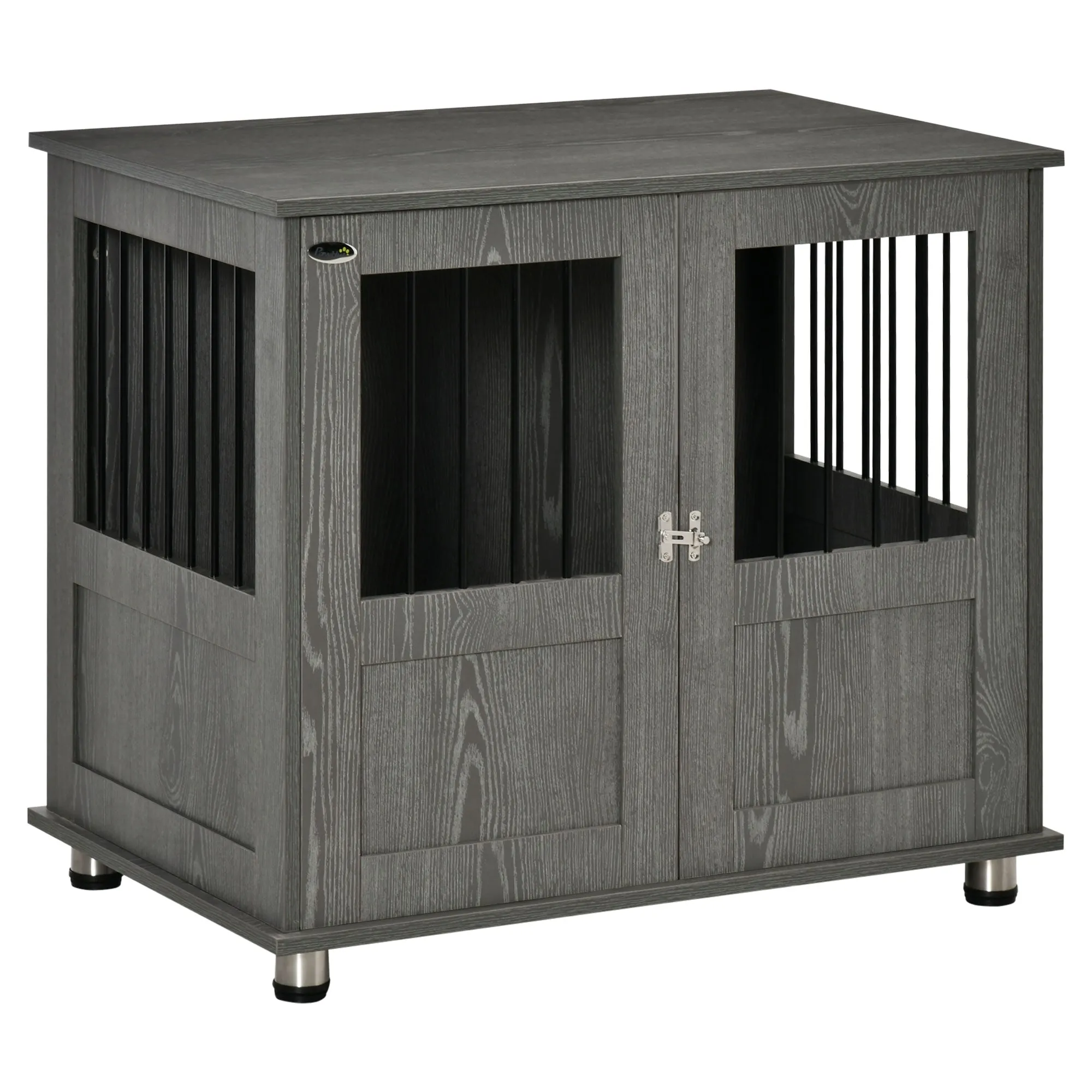 Dog Crate Furniture End Table Pet Kennel for Small and Medium Dogs with Magnetic Door Indoor Animal Cage Grey 85 x 55 x 75 cm