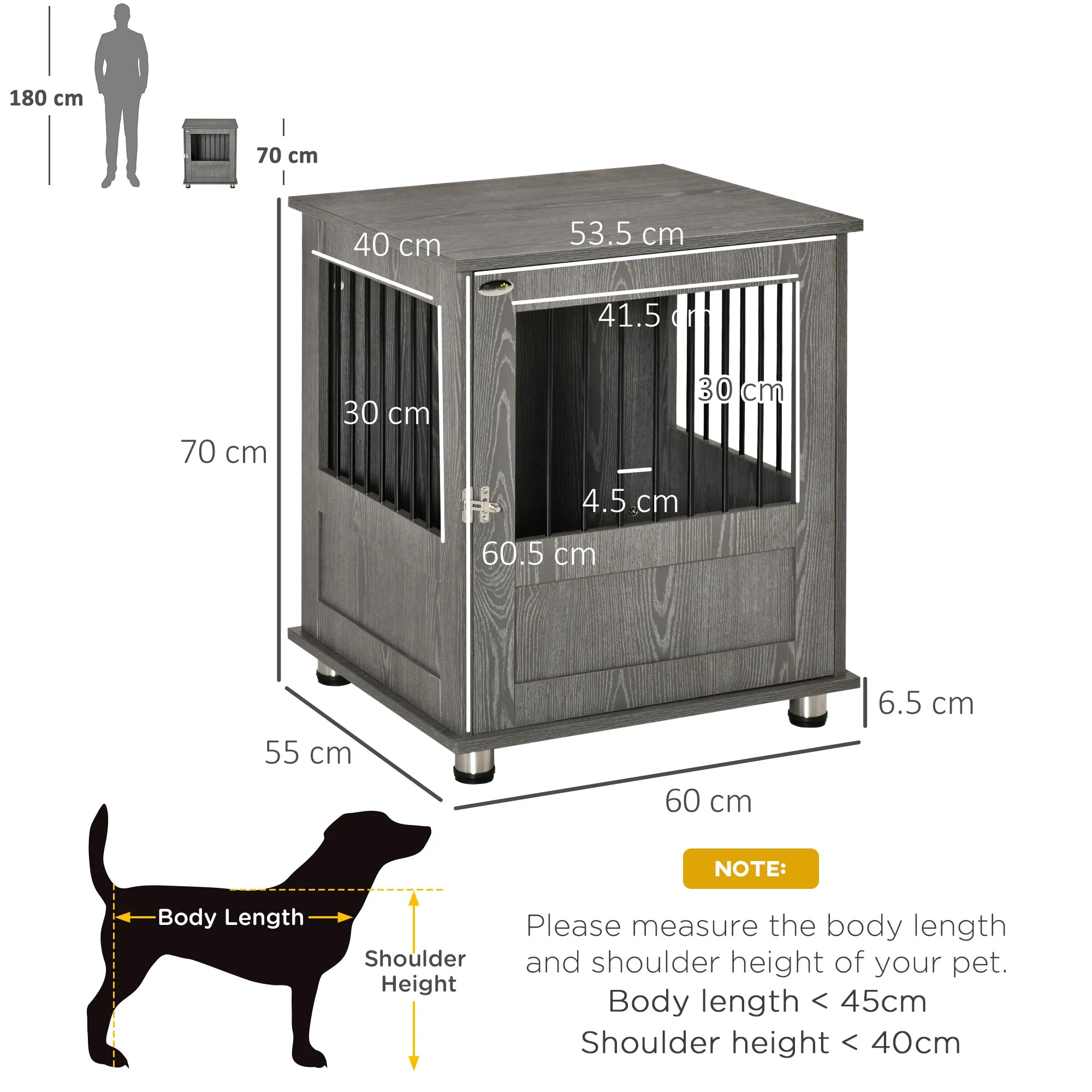 Dog Crate Furniture Wooden End Table Small Pet Kennel with Magnetic Door Indoor Crate Animal Cage Grey