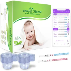 Easy@Home Ovulation & Pregnancy Test Strips Kit: 40 Ovulation Strips and 10 Pregnancy Tests– Accurate Fertility Tracker OPK - Powered by Premom Ovulation APP | 40LH   10HCG   50 Urine Cups