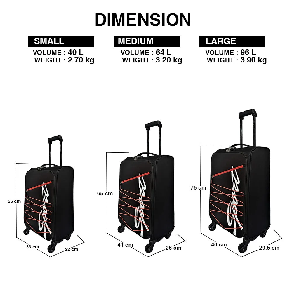 Elegant Sport Square Trolley Bag Large Suitcase for Travelling -Black and Orange