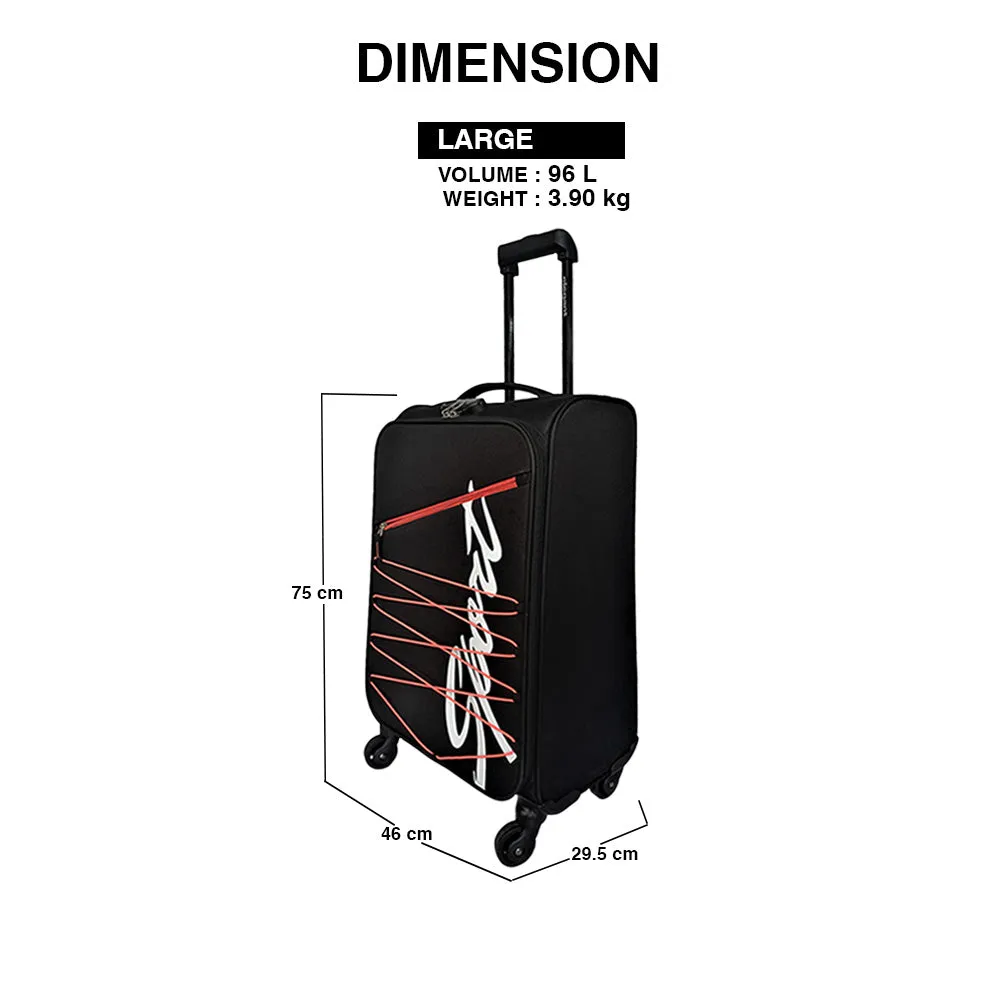 Elegant Sport Square Trolley Bag Large Suitcase for Travelling -Black and Orange