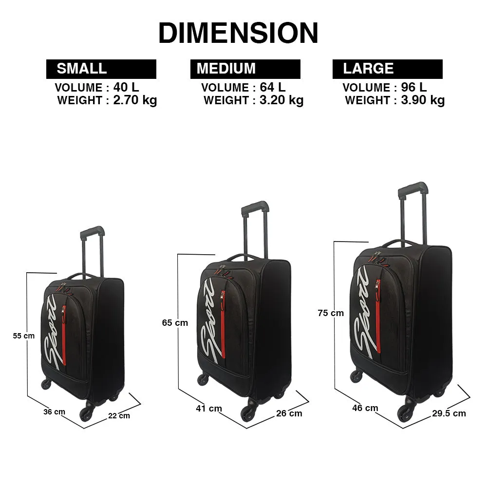 Elegant Sport Vertical Trolley Bag Small Suitcase for Travelling-Black and Orange