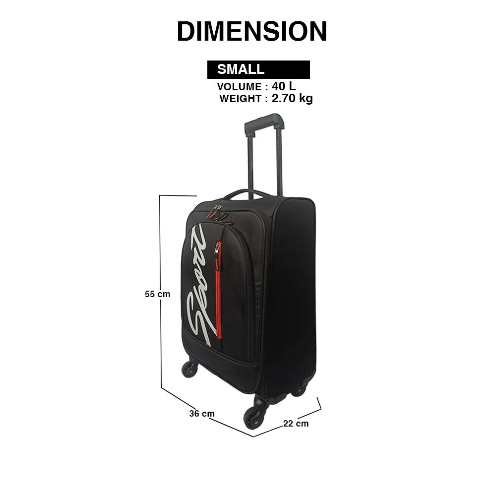 Elegant Sport Vertical Trolley Bag Small Suitcase for Travelling-Black and Orange