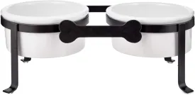 EveryYay Dining in Iron Double Diner with Ceramic Dog Bowls 3 Cups