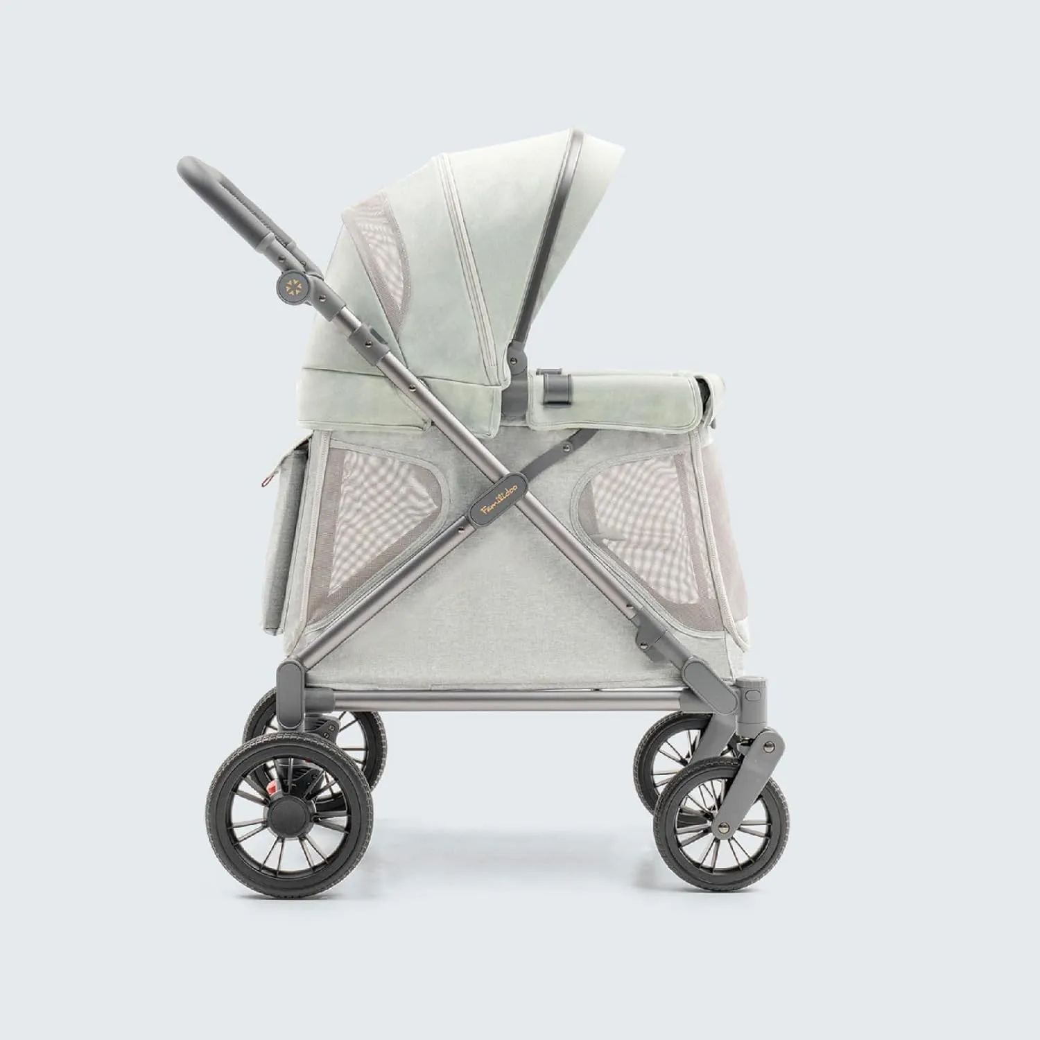 Familidoo Q1 Multi-Use Kids Wagon Stroller  Foldable, Lightweight & All-Terrain for Kids & Pets  5-Point Safety Harness, Rain Cover & Compact Travel Design  Supports Up to 132 lbs (Sage Green)