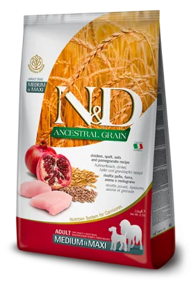 Farmina N&D Ancestral Grain Canine Chicken & Pomegranate Medium & Maxi Adult Food