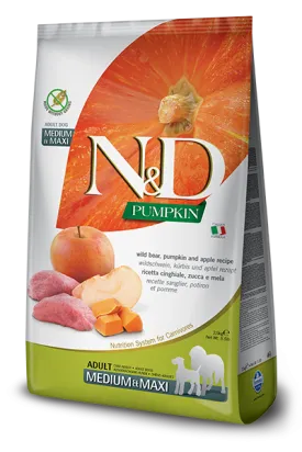 Farmina N&D Pumpkin Formula Medium & Maxi Wild Boar, Pumpkin & Apple Adult Dog Food (26.4 Lb.)
