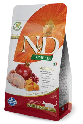 Farmina Prime N&D Natural & Delicious Grain Free Pumpkin, Quail, & Pomegranate Neutered Adult Dry Cat Food