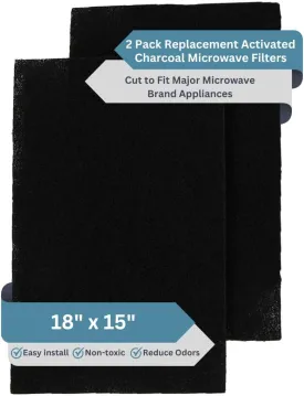 FreshHeadquarters 2Pack 1815in CuttoFit ActivatedCarbon Charcoal Microwave Hood Filters  Universal for Frigidaire, Whirlpool, GE, LG, Maytag & KitchenAid  MadeinUSA