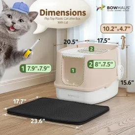 Fully Enclosed Cat Litter Box w/Lid, Scoop, Litter Mat & Odor Fitter, Large Plastic Cat Toilet with Double Door, Anti-Splashing Gato Litter Box with Lockable Front Door, Beige/Pink