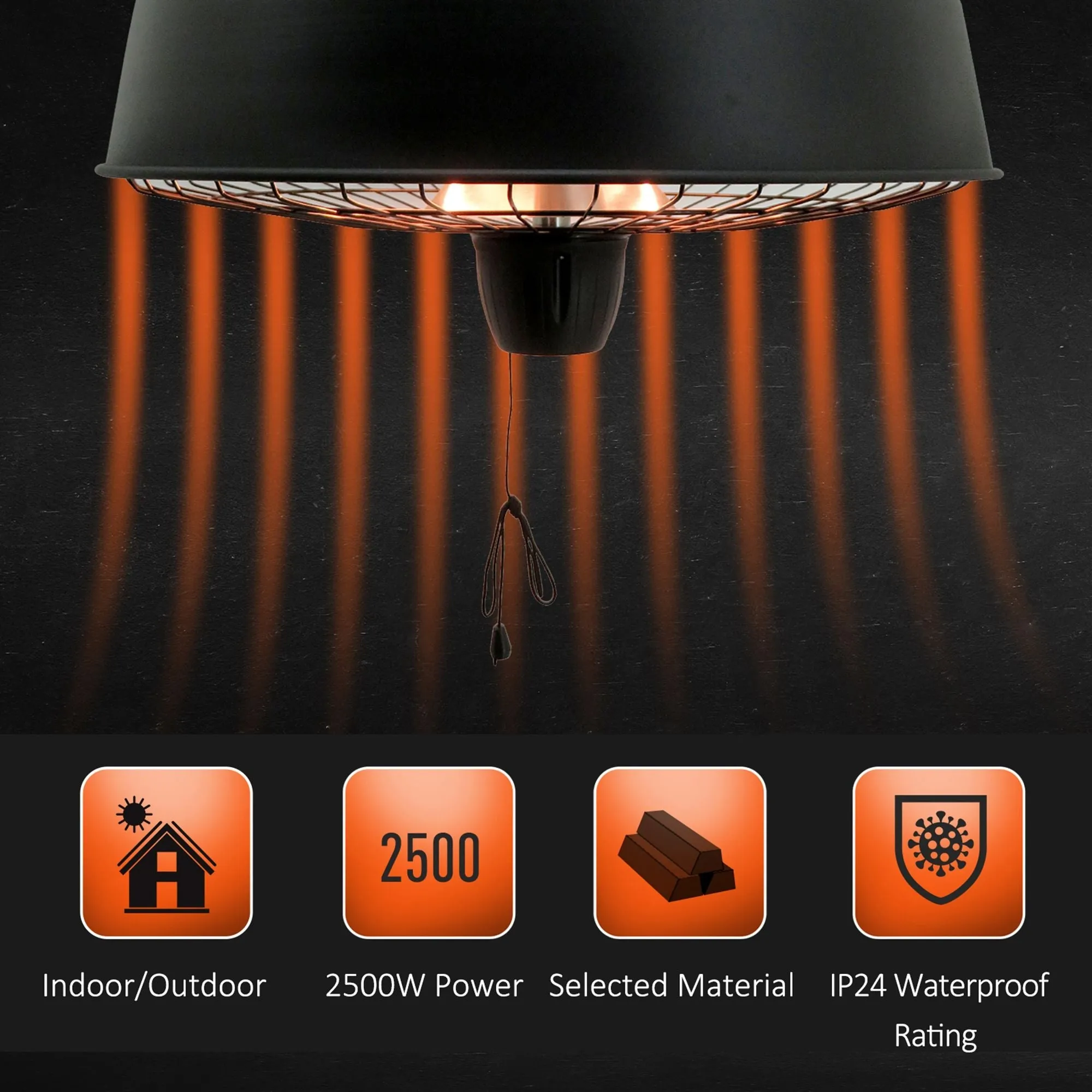 Halogen Heater Hanging Adjustable Infrared Light Heater