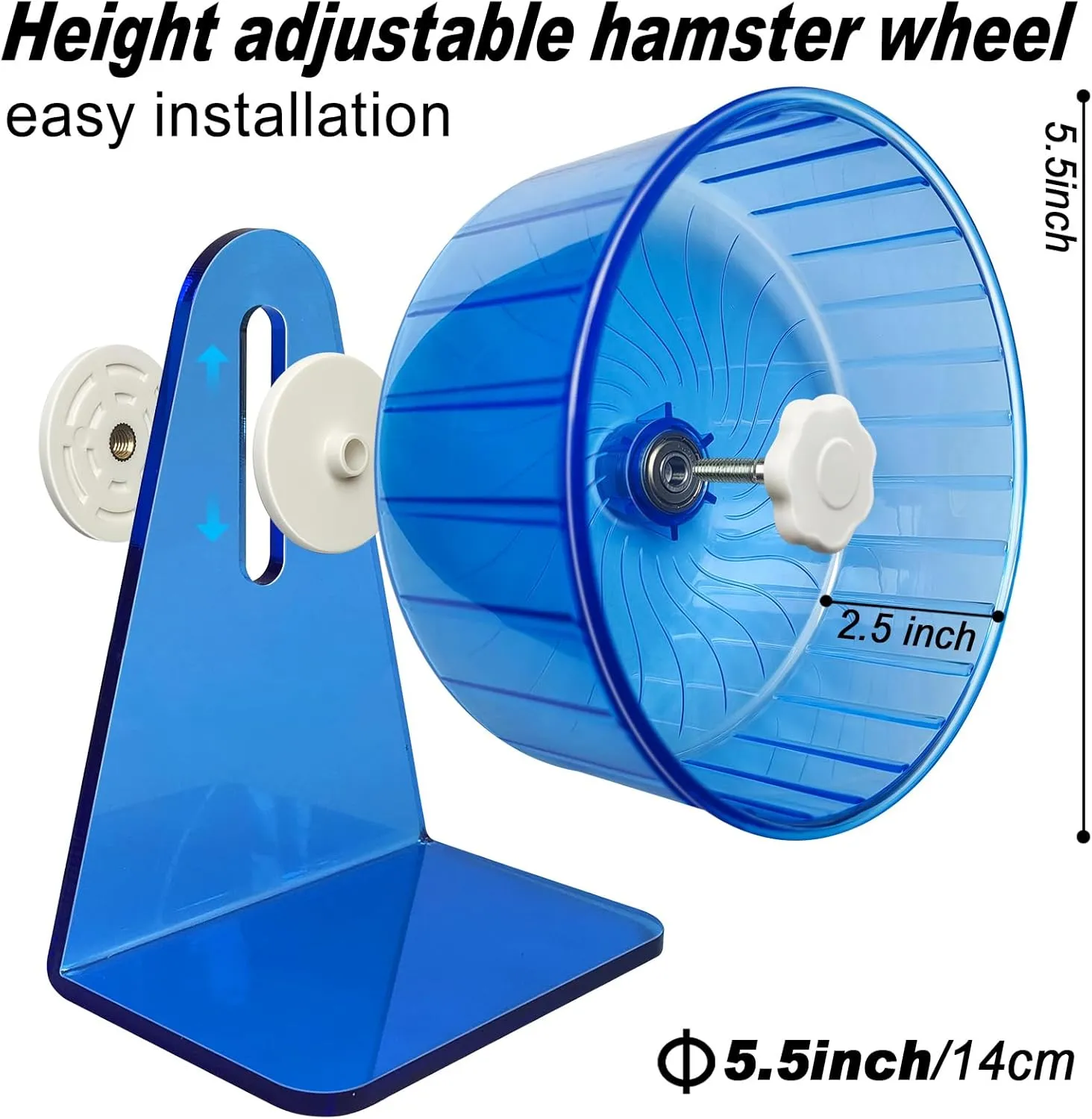 Hamster Wheel,Silent Wheel,Super Silent Hamster Exercise Wheels,Silent Hamster Wheel,Adjustable Stand Hamsters Exercise Wheels,Quiet Rat Wheel ( 5.5 inch, Blue)