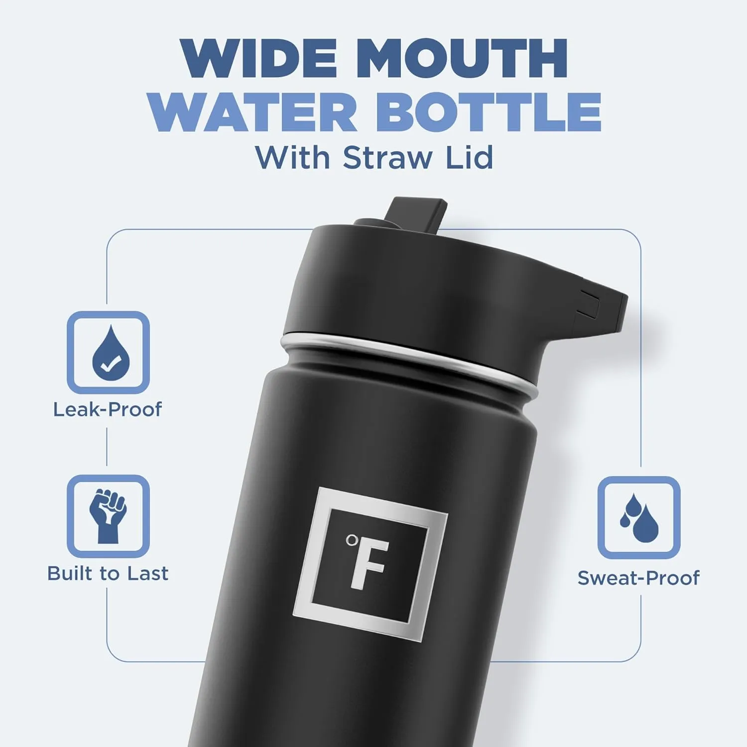 IRON FLASK Camping & Hiking Hydration Flask with 3 Lids - Stainless Steel, Double Walled & Vacuum Insulated Water Bottle - Leak Proof & BPA Free (Aurora, Straw - 22 oz)