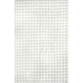 Jeni Solid Faux Rabbit Machine Washable Area Rug