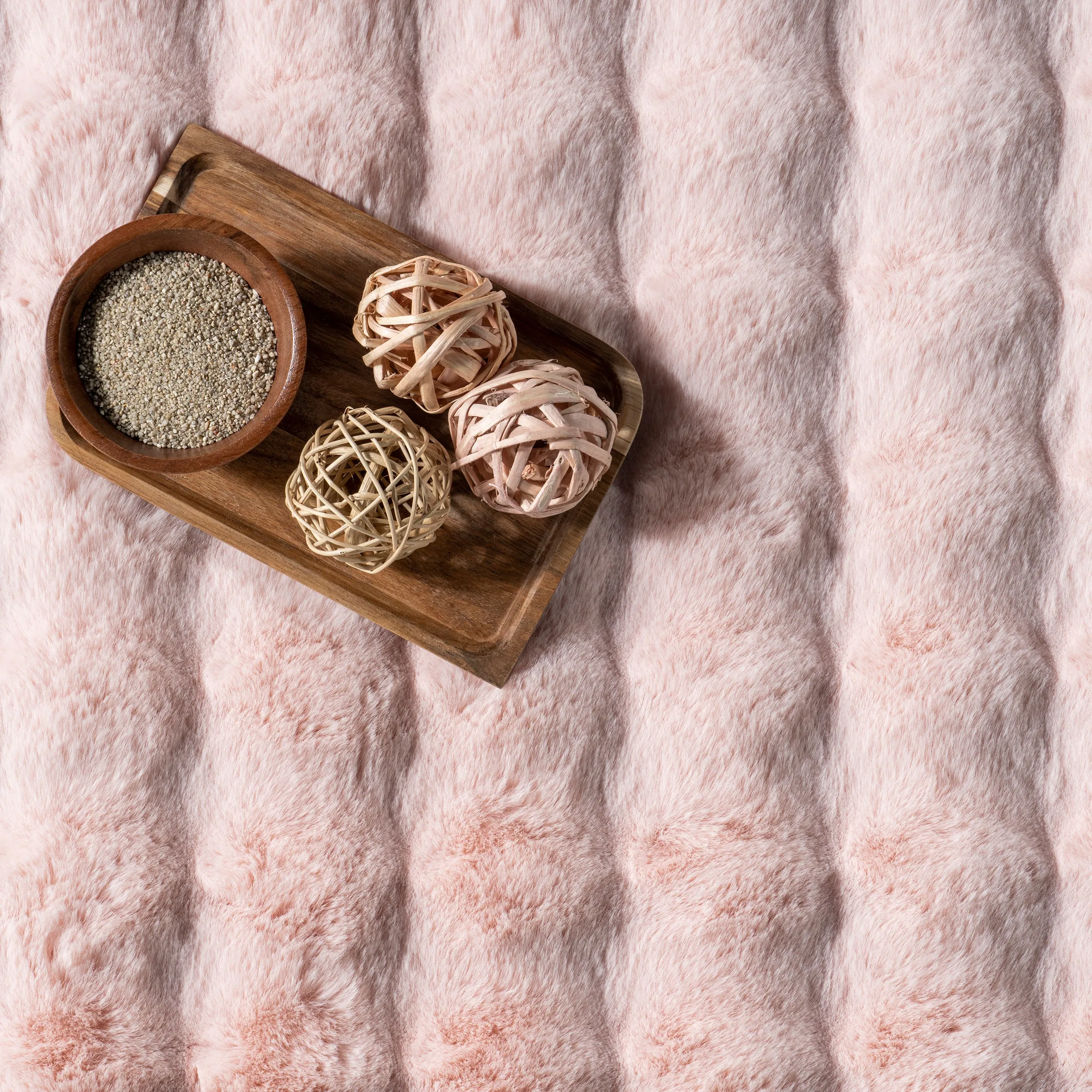 Jeni Solid Faux Rabbit Machine Washable Area Rug