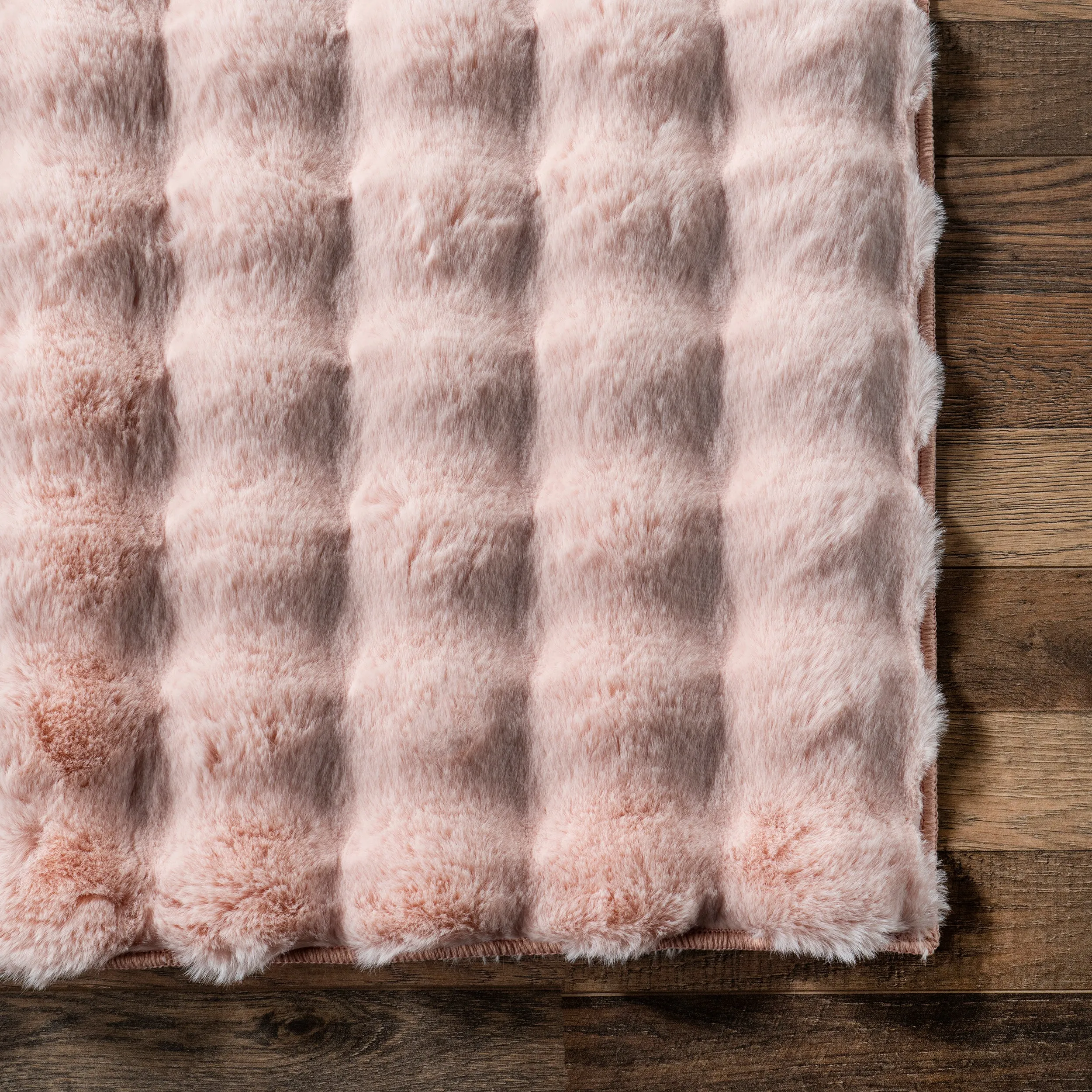 Jeni Solid Faux Rabbit Machine Washable Area Rug