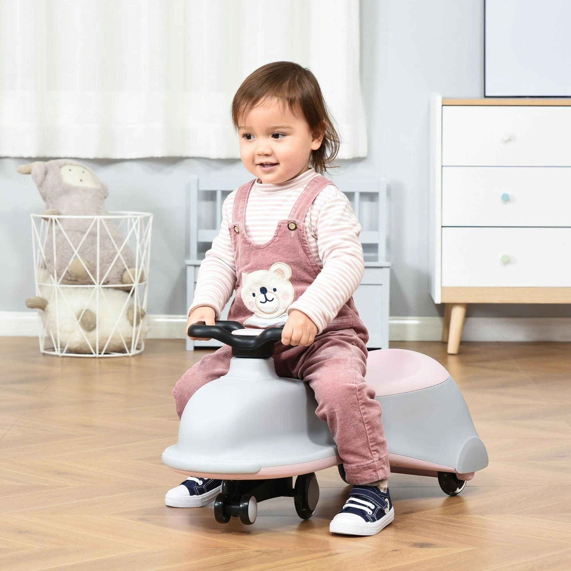 Kids Ride On Wiggle Car - Dolphin Shaped - Grey