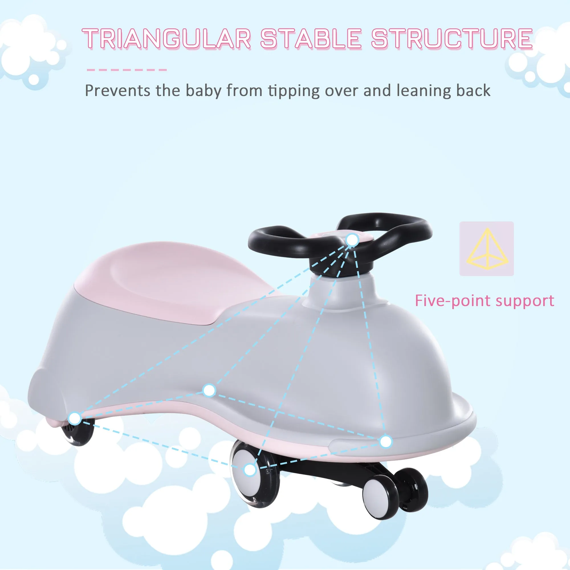 Kids Ride On Wiggle Car - Dolphin Shaped - Grey