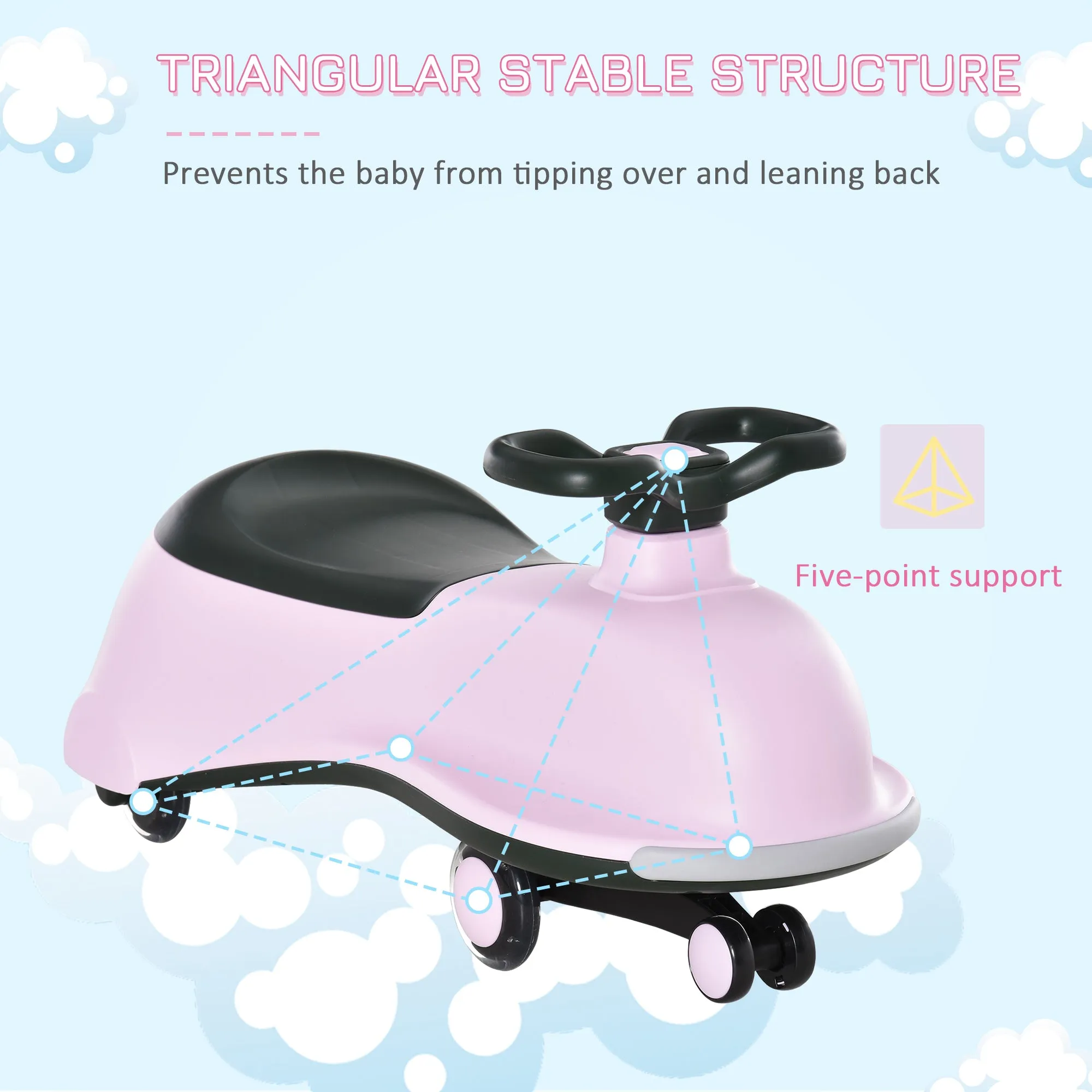 Kids Ride On Wiggle Car - Pink