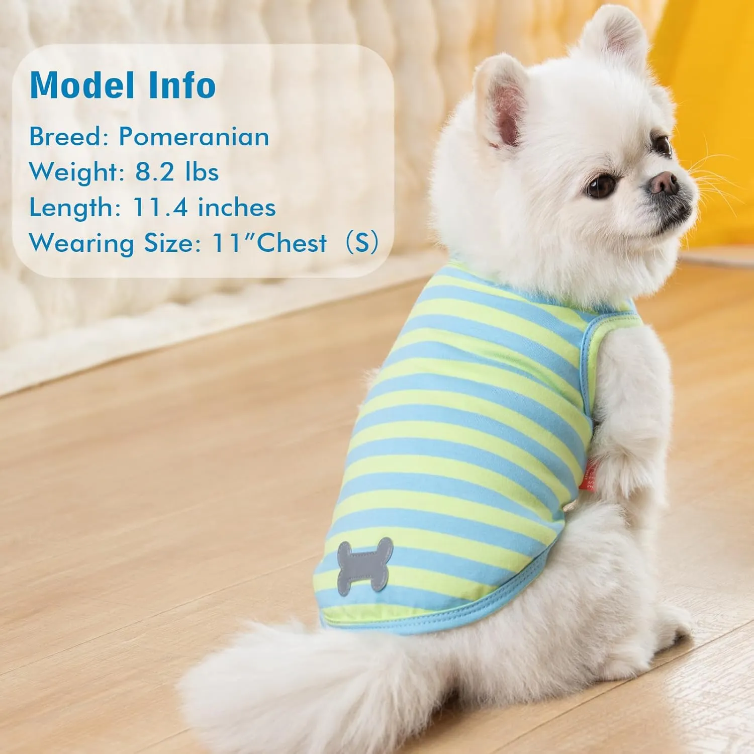 KYEESE 2Pack Dog Shirts Small Tee Soft for Small Dogs Striped T Shirt Lightweight Sleeveless Vest Cotton Tank Top Clothes, Large,Blue Striped